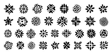 Logotype doodle sanat çiçek unsurları simgesi koleksiyonu beyaz arkaplan çizimi üzerine izole edildi.