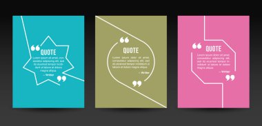 Boş şablonlar ayarlandı. Renkli bir arkaplanda izole edilmiş metin kutusu. Parantez içinde metin, boş konuşma baloncukları ve baloncuk vektör illüstrasyonundan alıntı.