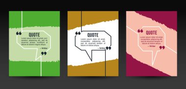 Boş şablonlar ayarlandı. Renkli fırça arka planında izole edilmiş ders kutusu. Parantez içinde metin, boş konuşma baloncukları ve baloncuk vektör illüstrasyonundan alıntı.