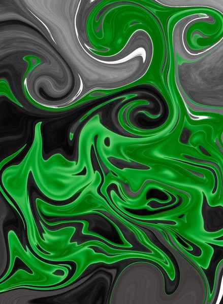 液体の抽象的な背景に油彩画の縞と緑 — ストック写真
