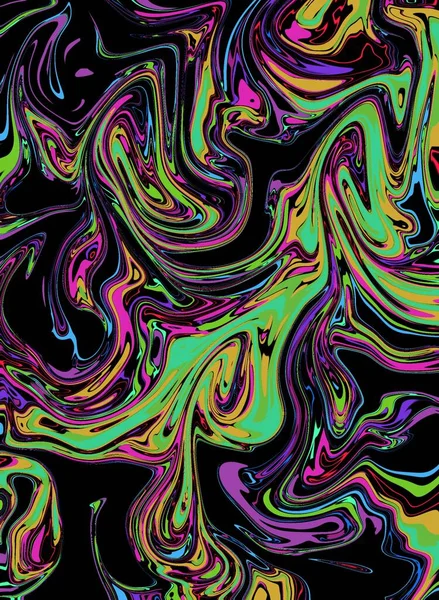 Жидкий Абстрактный Фон Полосками Масляной Живописи Разноцветным Мрамором — стоковое фото