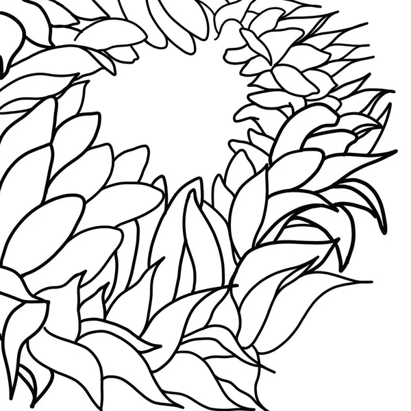 Umriss Blume Der Sonnenblume Auf Weißem Hintergrund — Stockvektor