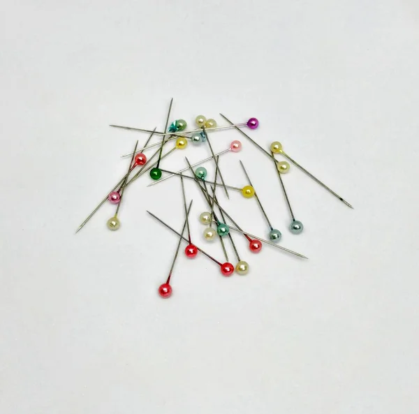 set of various straight pin on white background