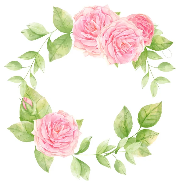 Rose Acquerello Frame Romantico Bouquet Composizione Decorazione — Foto Stock