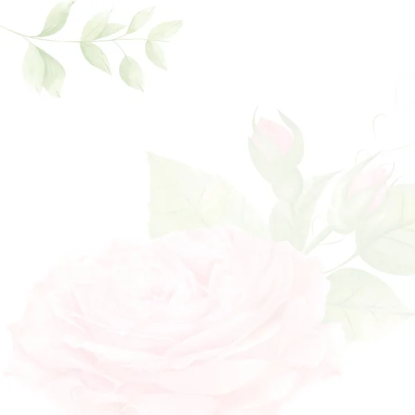 Akvarell Virágüdvözlő Kártya Romantikus Rózsákkal Levelekkel Esküvőre Születésnapra Gratulációkra — Stock Fotó