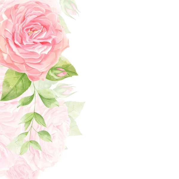 Virágkártya Akvarell Rózsákkal Rusztikus Stílus Esküvőre Szülinapra Bulira Mentsd Meg — Stock Fotó