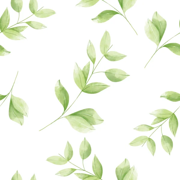 Watercolor Leaves Pattern Natural Branch Foliage Green Leaves Herbs Tropical — Stock Photo, Image
