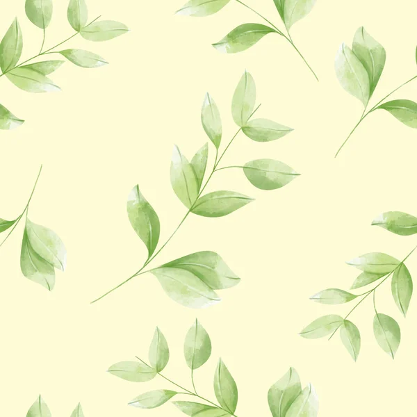 Watercolor Seamless Pattern Silver Dollar Eucalyptus Leaves Branches Cream Background — Stock Photo, Image