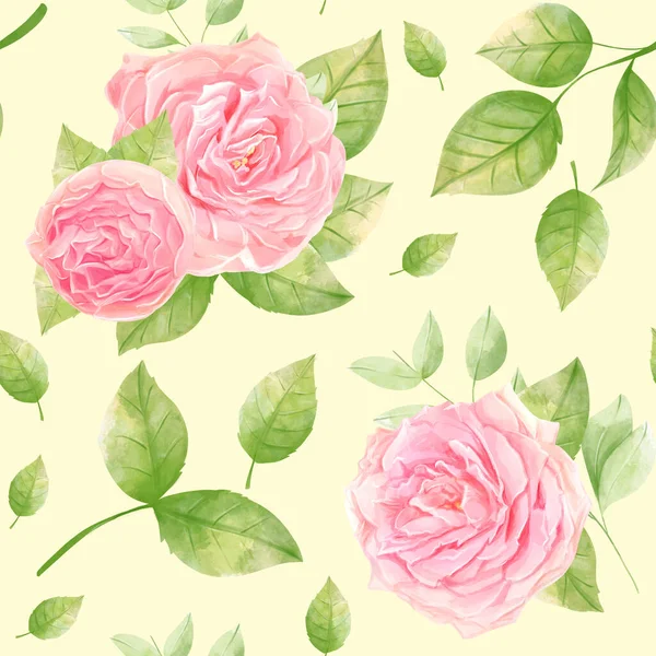 Watercolour Roses Cream Backround Flower Pattern Textile Printing — Stock Photo, Image