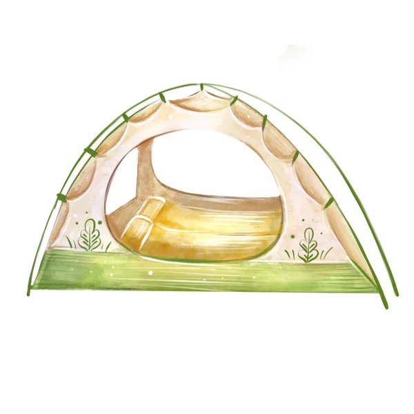 Tente Pour Camping Aquarelle Dessin Clipart Sur Fond Transparent Voyage — Photo