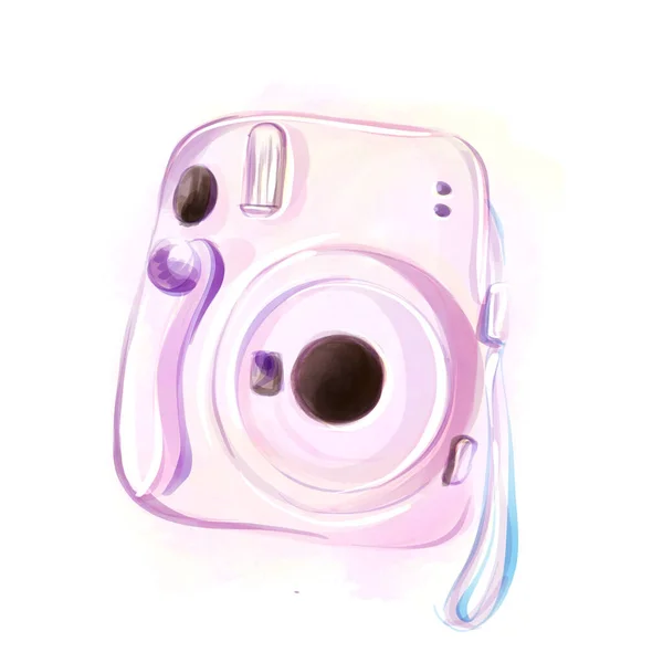 Hand Drawn Watercolour Graphic New Small Instant Camera Drawing Single — Stock Photo, Image