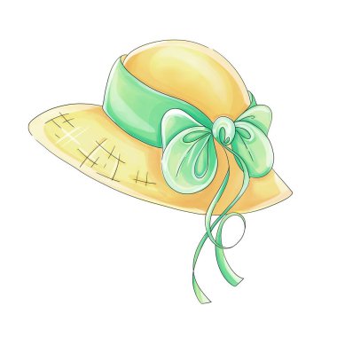 Suluboya başlık saman panama. Kadın bahçe şapkası. Romantik retro tarzı