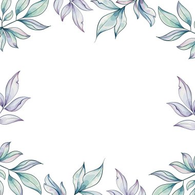 Yumuşak yeşil ve lavanta renkleri büyüleyici suluboya yaprak kenarlarında zarif bir şekilde harmanlanır. Sanatsal tasarımlar ve davetiyeler için mükemmeldir..