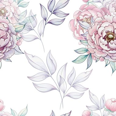 Yumuşak pembe şakayık ve zarif yapraklardan oluşan uyumlu bir düzen suluboya stilinde her yere güzellik getirir..