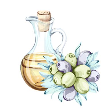 Bu sanat eserinde zeytin yapraklarıyla çevrili yeşil ve siyah zeytin kümesinin yanında cam bir zeytin yağı kavanozu bulunur. Suluboya tekniği doğal renklerin altını çiziyor.