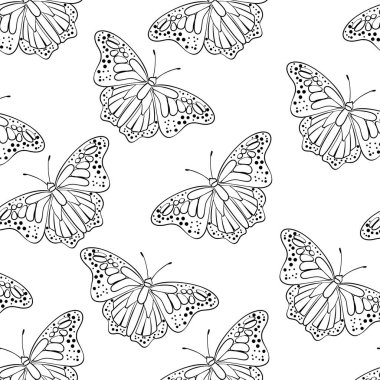 Tropasal kelebek krallığında kusursuz bir desen. Klasik zarif bir klişe. Uçan rüya. İlkbahar çizgi filmi kelebeği. İzole edilmiş. Devre için siyah siluet