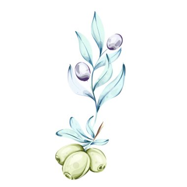 Bu suluboya sanat eserleri, zengin renklerini ve dokularını narin yapraklara karşı sergileyen bir zeytin kümesini ön plana çıkarıyor. Doğanın güzelliğini kutlayan İtalyan mutfağının cazibesini çağrıştırıyor.