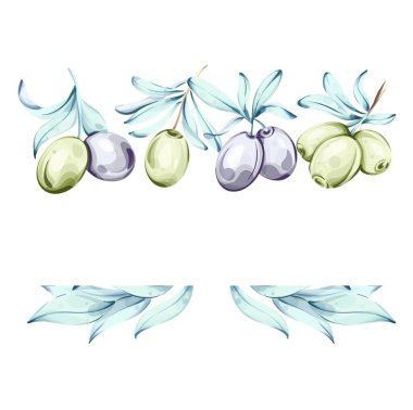 Bu nefis suluboya resimde zeytinlerin çeşitli tonlarında yeşil ve mor zeytinlerin narin zeytin yapraklarıyla çevrili olduğu görülüyor. Sanat eserleri güzel bir şekilde özünü temsil ediyor.