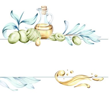 Bu sanat eserinde yeşil zeytin ve bir şişe zeytin yağı içeren canlı bir suluboya illüstrasyonu sergileniyor. İtalyan mutfağının özünü çağrıştıran eser, doğal güzelliği ve sağlığı yansıtıyor.