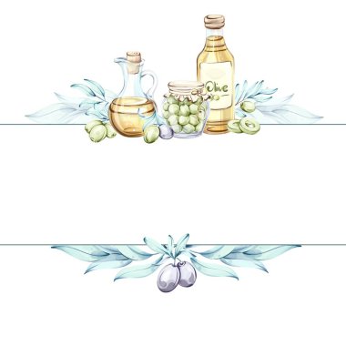 Zeytin ve zeytin yağını resmeden canlı bir suluboya serisi. Sanat eserleri İtalyan mutfağının özünden esinlenerek doğal elementleri sergiliyor.