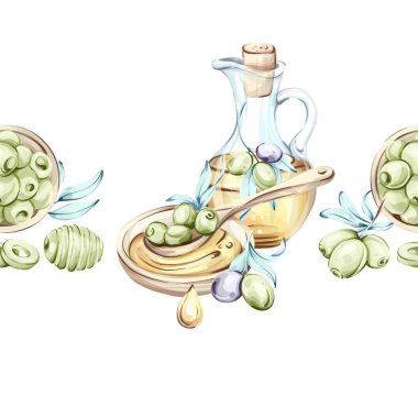 Bu sanat eserinde dekoratif bir şekilde sunulan zeytinyağı ve zeytinyağından oluşan kusursuz bir düzenleme yer almaktadır. Resimlerde İtalyan mutfağının unsurları doğal güzelliğe odaklanıyor.