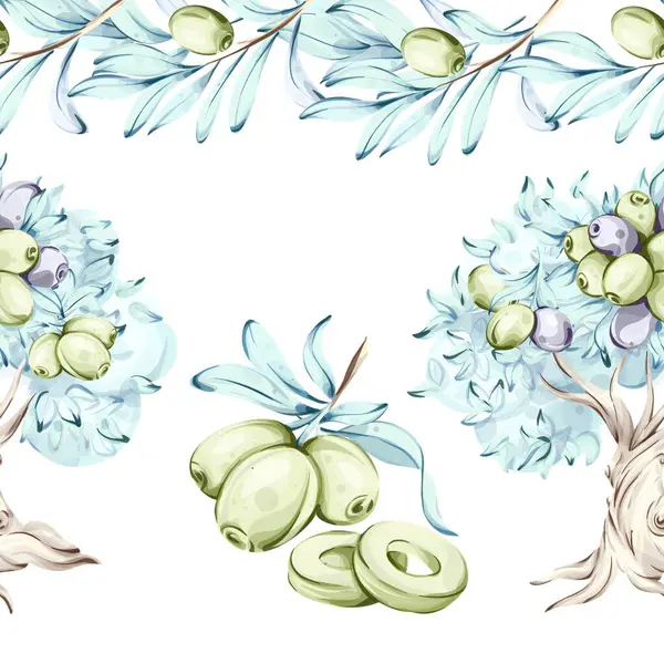 Yeşil ve mor zeytinli narin zeytin dalları doğanın güzelliğini vurgulayan renkli ve detay bakımından zengin kusursuz bir desen oluşturur. Her element İtalyan mutfağıyla olan bağlantıyı vurgular.