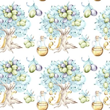 Bu pürüzsüz desen, doğayla İtalyan yemek gelenekleri arasındaki zengin bağlantıları vurgulayan zeytin yağı ve zeytin ağaçlarının tuhaf suluboya resimlerini içeriyor.