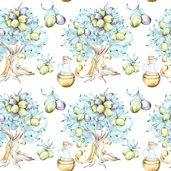 Bu pürüzsüz desen, doğayla İtalyan yemek gelenekleri arasındaki zengin bağlantıları vurgulayan zeytin yağı ve zeytin ağaçlarının tuhaf suluboya resimlerini içeriyor.