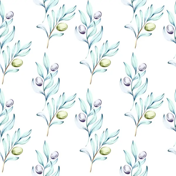 Sivri yeşil ve siyah zeytinli narin zeytin dalları sergiliyor. Bu suluboya serisi İtalyan mutfağının özünü ve doğanın cazibesini yansıtıyor.