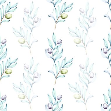 Bu zarif, pürüzsüz desen yumuşak suluboya dokunuşlarla yapılmış yeşil ve mor zeytinlerle süslenmiş zeytin dallarını gösteriyor. Mutfak dekorunu geliştirmek ya da güzelliği kutlamak için ideal.