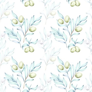 Bu suluboya desen, İtalyan mutfağı ve doğasının özünü vurgulayan zeytin ve zeytin dallarının hassas çizimlerini içeriyor..