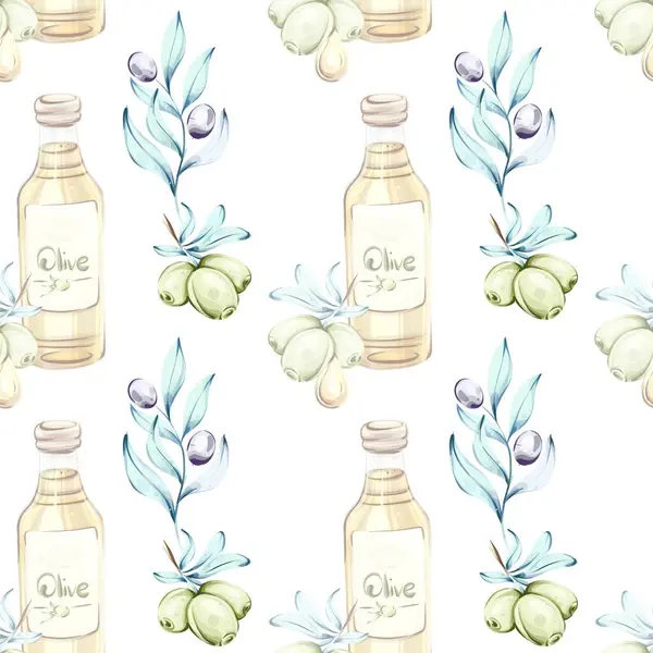 Bu pürüzsüz desen, zarif ve zarif zeytin ve zeytinyağı şişelerini incelikle boyamış..