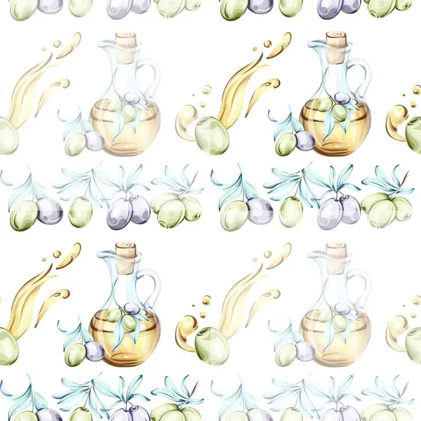 Bu sanat eserinde İtalyan mutfağının özünü kutlamak için zeytin ve zeytin yağı şişelerinin kullanıldığı kusursuz bir desen sergileniyor. Hassas suluboya tekniği doğanın ve yemeğin güzelliğini vurgular.