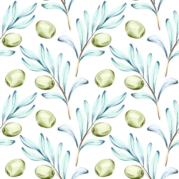 Bu suluboya resimde yeşil zeytin ve narin zeytin dallarından oluşan pürüzsüz bir desen var. Sanat eserlerinde İtalyan mutfağının özü ve zeytinlerin doğal güzelliği vurgulanıyor.