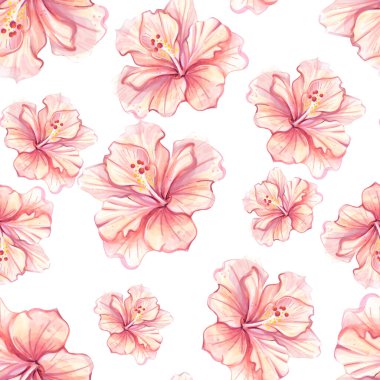 Narin pembe amber çiçekleri bu sulu boya deseninde güzel bir şekilde gösterilir. Bu desen, çarpıcı arka planlarda veya tropikal bir hissi uyandıran duvar kağıtlarında kullanılmak için idealdir..