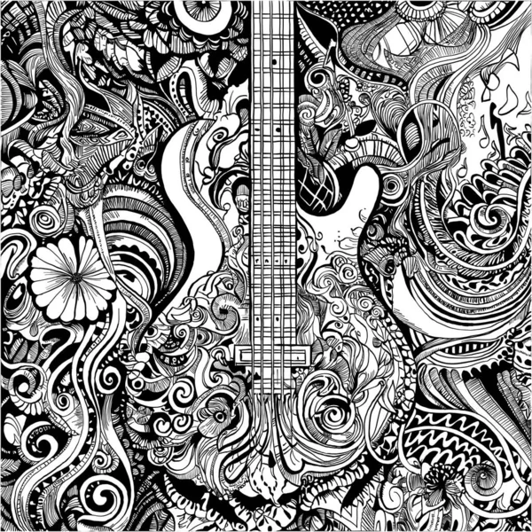 Sztuka Zentangle Które Rejestrują Rytm Harmonię Emocje Związane Muzyką — Zdjęcie stockowe