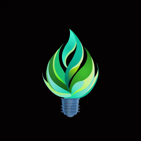 Yeşil enerji logosu, temiz, yenilenebilir ve sürdürülebilir enerji kaynaklarının sembolik bir temsilidir..