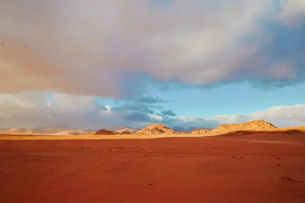 Paisaje Del Desierto Con Arena Roja Desierto Wadi Ram Jordania — Foto de Stock