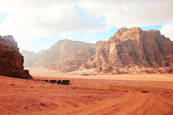 Пустельний Пейзаж Червоним Піском Пустелі Ваді Рам Йорданії — стокове фото