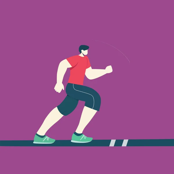 Uomo Che Cerca Correre Fino Traguardo Concetto Sport Jogging — Vettoriale Stock