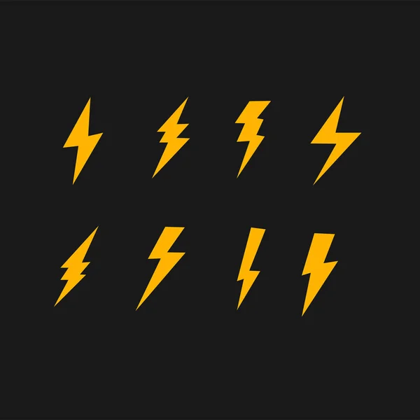 Set Van Lightning Platte Pictogrammen — Stockvector