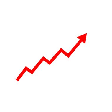 Yükselen ok beyaz arkaplanda izole edildi