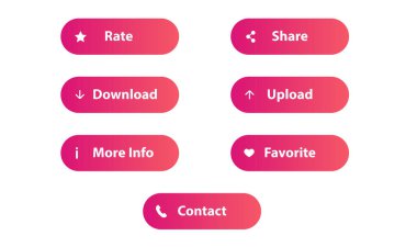 Web düğmeleri düz tasarım şablonu ile renkli gradyan