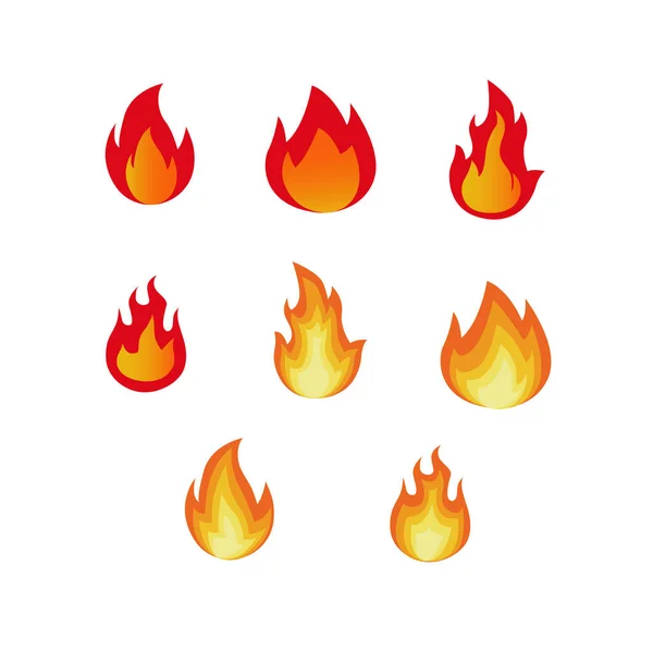 卡通营火 明亮的火球 炽热的野火和炽热的篝火 — 图库矢量图片