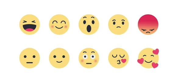 Grande Conjunto Ícones Sorriso Emoticon Conjunto Emoji Desenhos Animados Conjunto —  Vetores de Stock