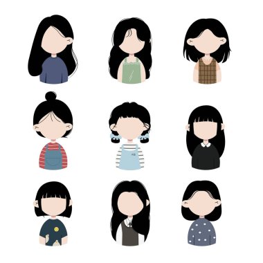 Kız avatar profil simgesi seti