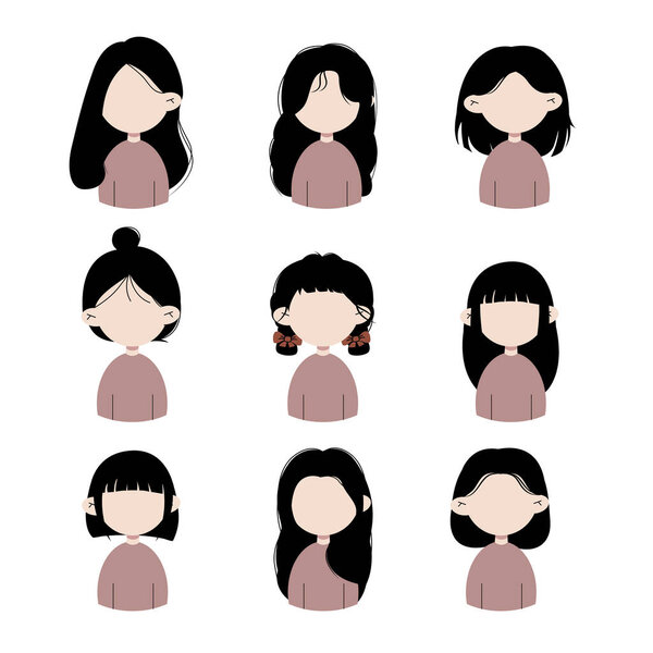 Набор значков профиля девушки