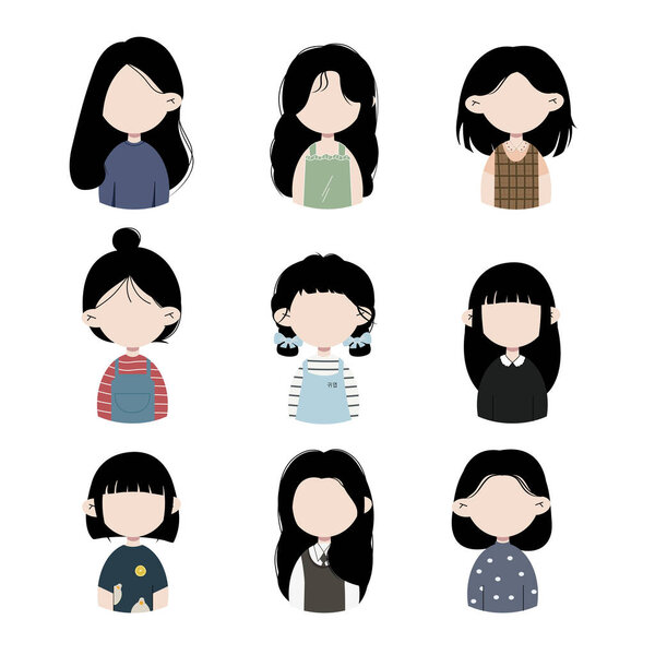 Набор значков профиля девушки