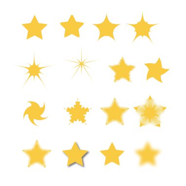 Işıltı hazır. Yıldız şekilleri kümesi.