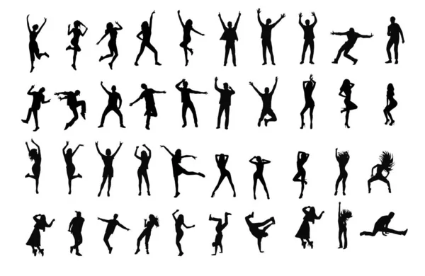 Ανδρες Και Γυναίκες Χορεύουν Σιλουέτες — Διανυσματικό Αρχείο